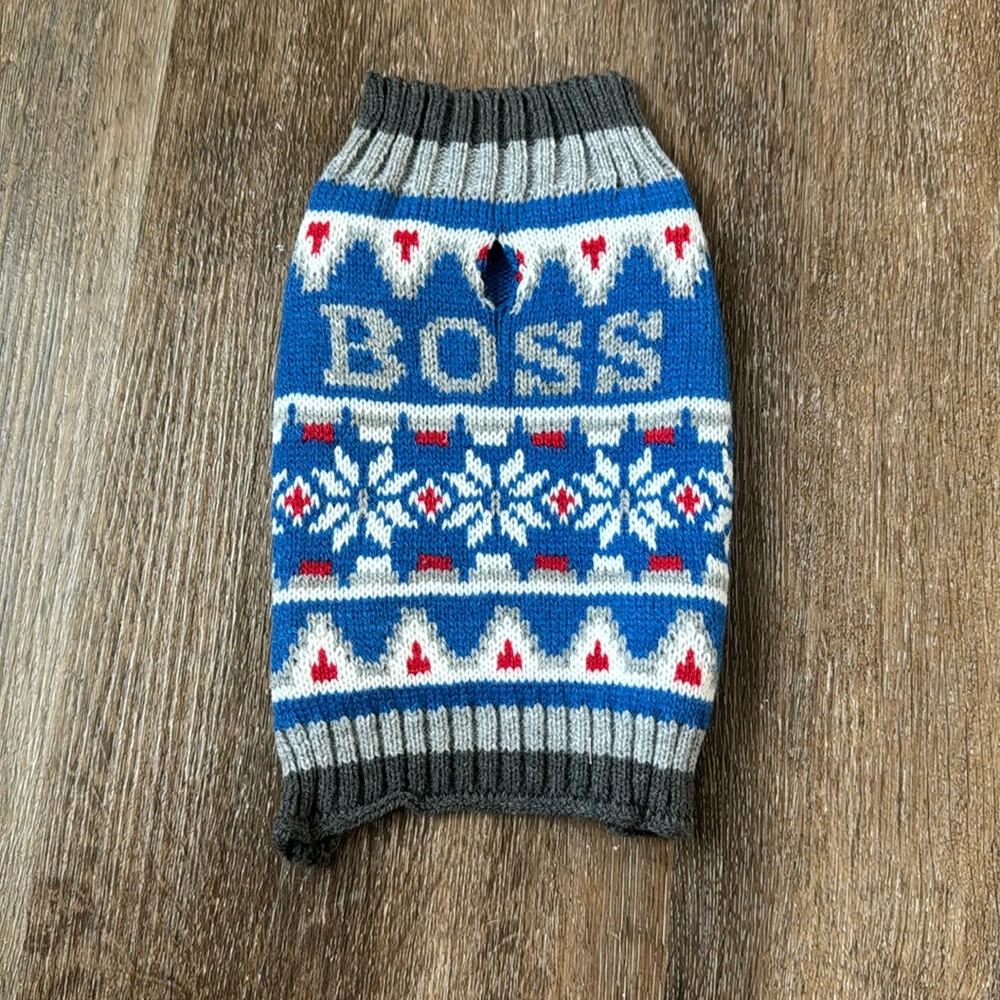 “Boss” XXS Dog Sweater, Brand New!